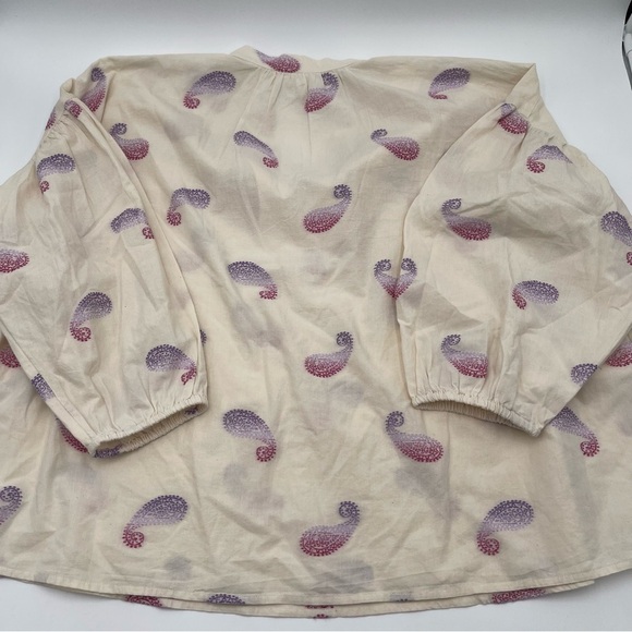 J. Jill Large Oversized Split Neck Cotton Blouse Top Puff Sleeves Lightweight - Picture 7 of 16